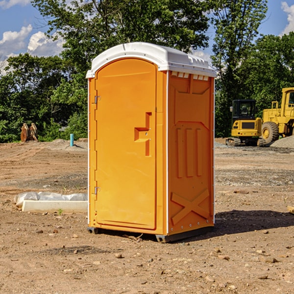 how often are the portable restrooms cleaned and serviced during a rental period in Webster City